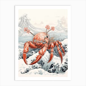 Hermit Crab Animal Drawing In The Style Of Ukiyo E 2 Art Print