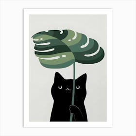 Cat With A Leaf Art Print