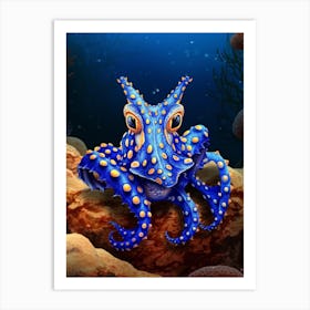 Southern Blue Ringed Octopus Illustration 1 Art Print