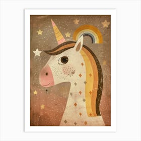 Unicorn & Stars Muted Pastels 4 Art Print