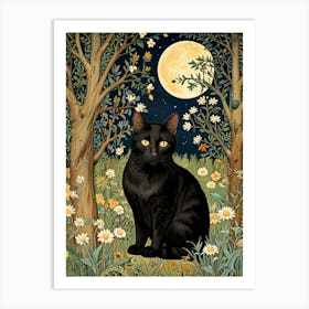 William Morris Black Cat In The Woods 2 Art Print