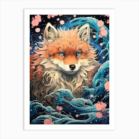 Fox In The Waves Art Print