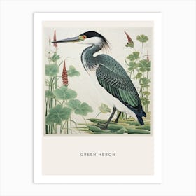 Ohara Koson Inspired Bird Painting Green Heron 4 Poster Art Print
