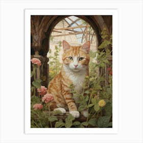 Cat In Floral Medieval Monestary 4 Art Print