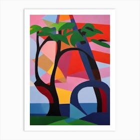 Monkey Puzzle Tree Tree Cubist Art Print