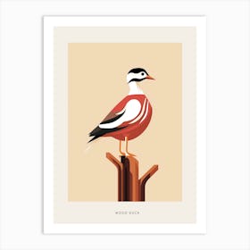 Minimalist Wood Duck 3 Bird Poster Art Print