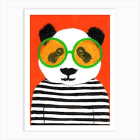 Stripy Panda Art Print