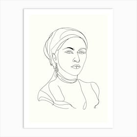 Portrait Of A Woman Hand Drawing Line Art 10 Art Print