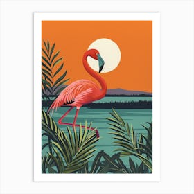Greater Flamingo Lake Natron Tanzania Tropical Illustration 3 Art Print