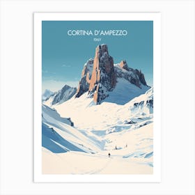 Poster Of Cortina D Ampezzo   Italy, Ski Resort Illustration 2 Art Print