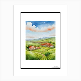 Green plains, distant hills, country houses,renewal and hope,life,spring acrylic colors.42 Art Print