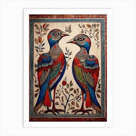 Default Traditional Madhubani Style Painting Of A Birds On A T 1 Art Print