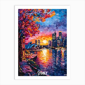 Sydney Skyline, abstract cubism vibrant Poster Art Print