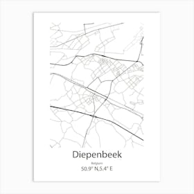 Diepenbeek,Belgium Minimalist Map Art Print