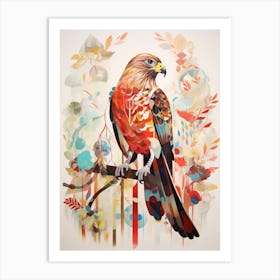 Bird Painting Collage Red Tailed Hawk 1 Art Print