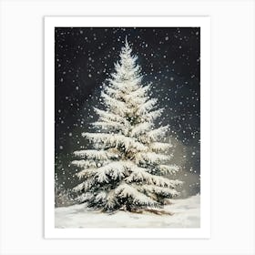 Snowy Christmas Tree 1 Art Print