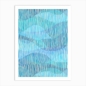 Linear Waves - Blue Art Print