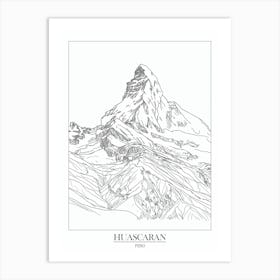 Huascaran Peru Line Drawing 7 Poster Art Print