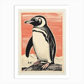 Vintage Bird Linocut Penguin 4 Art Print