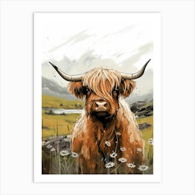 Highland Cow Illustration 1 Art Print