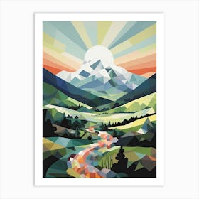 Mountains And Valley   Geometric Vector Illustration 1 Art Print