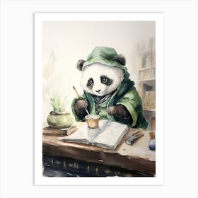 Panda Art Writing Watercolour 4 Art Print