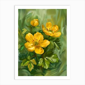 Yellow Potentilla Flowers Art Print