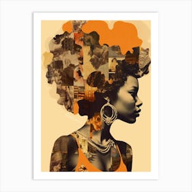 Afro Collage Portrait Retro Art Print