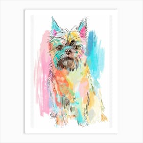 Norfolk Terrier Dog Pastel Line Watercolour Illustration  2 Art Print