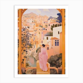 Canary Islands Spain 2 Vintage Pink Travel Illustration Art Print