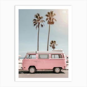 Pink Vw Bus 2 Art Print