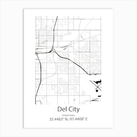 Del City,United States Minimalist Map Art Print