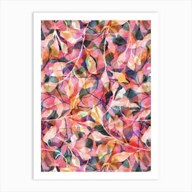 Watercolour Painted Foliage - Copper Art Print