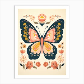 Butterfly With Flowers 2 Art Print