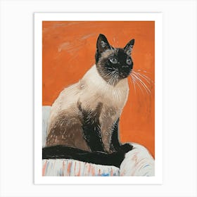 Birman Cat Relief Illustration 4 Art Print