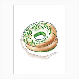 Spinach Bagel Minimal Drawing 1 Art Print