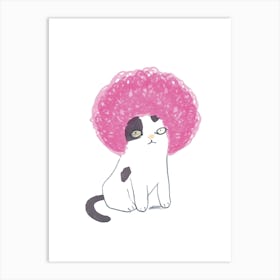 Cat With A Pink Wig Art Print