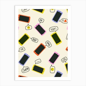 Group Chat Colorful Mobile Phone Text Messaging Teen Art Print