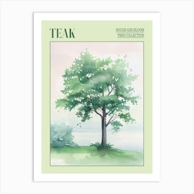 Teak Tree Atmospheric Watercolour Painting 2 Poster Art Print