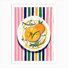 A Plate Of Pumpkins, Autumn Food Illustration Top View 0 Art Print