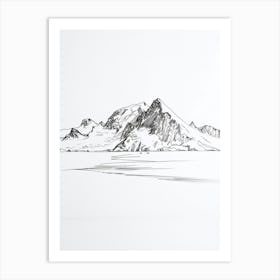 Vinson Massif Antarctica Line Drawing 3 Art Print