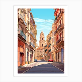 San Sebastian, Spain, Flat Illustration 4 Art Print