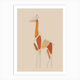 Giraffe - Boho, Line Art 26 Art Print