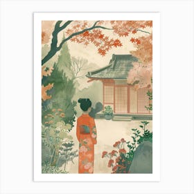 Nara Japan 5 Retro Illustration Art Print