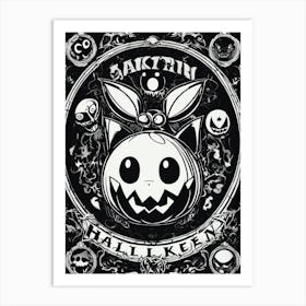 Sakkin Halloween Pokemon Black And White Pokedex Art Print