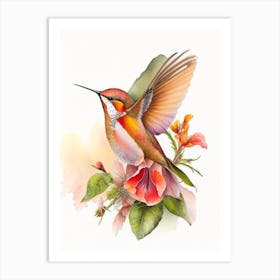 Rufous Hummingbird Cute Neon 2 Art Print