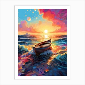 Sunset Boat 1 Art Print