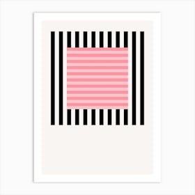 Stripes Pattern Poster Black & Pink Art Print