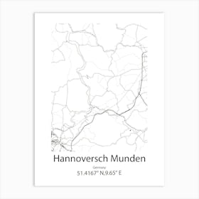 Hannoversch Munden,Germany Minimalist Map Art Print