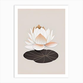 Blooming Lotus Flower In Pond Retro Minimal 3 Art Print
